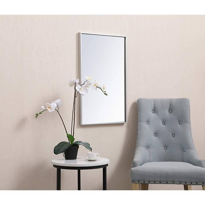 "Monet Silver 20x28 Rectangular Vanity Wall Mirror – Modern Metal Frame. gallery