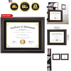 Diploma Frames 11×14 with Mat- Solid Cherry Wood – Display 11×14 Document/Cer…