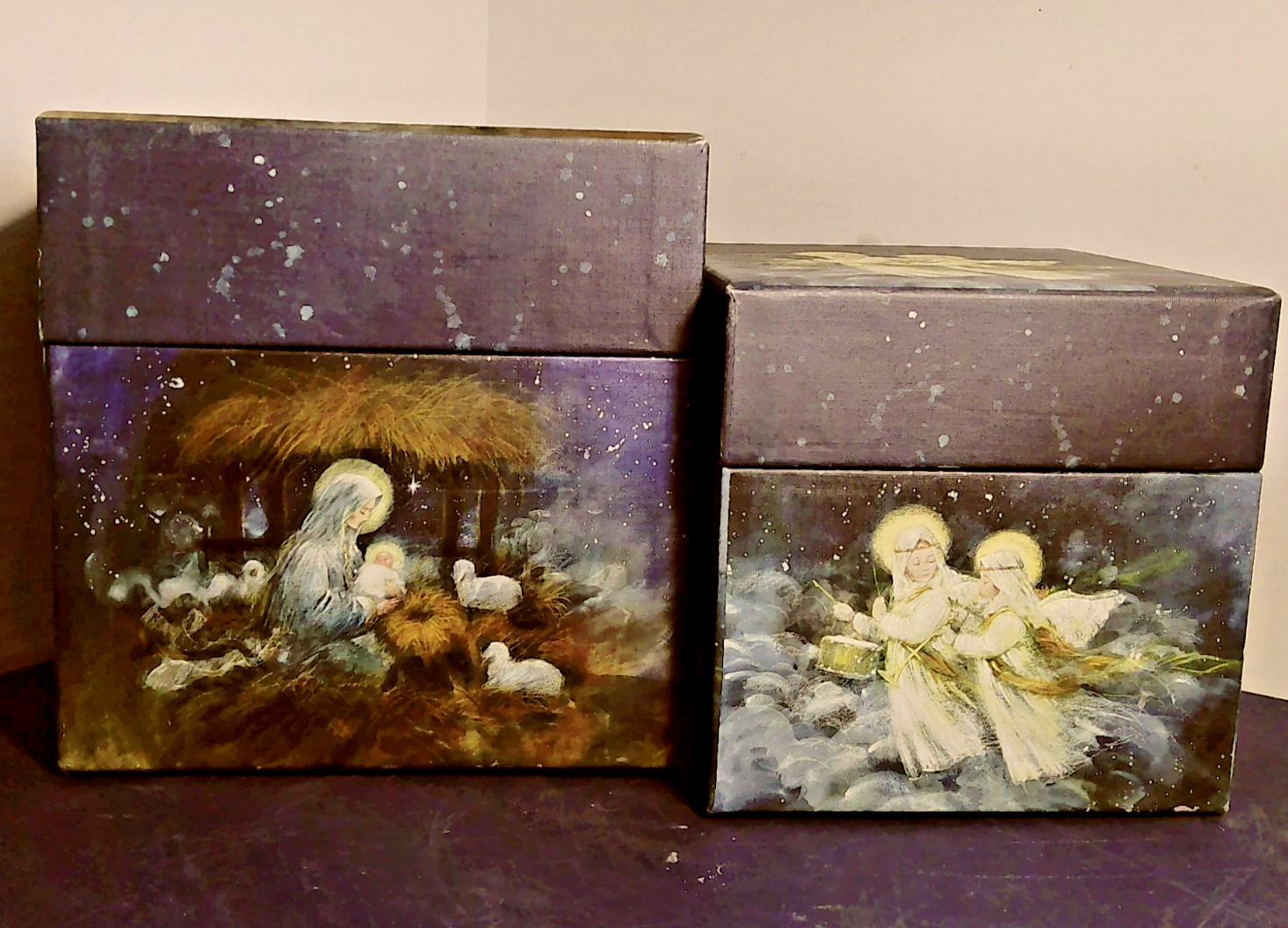 Bobs Boxes Nesting Boxes "A Child Is Born" Set of Two gallery