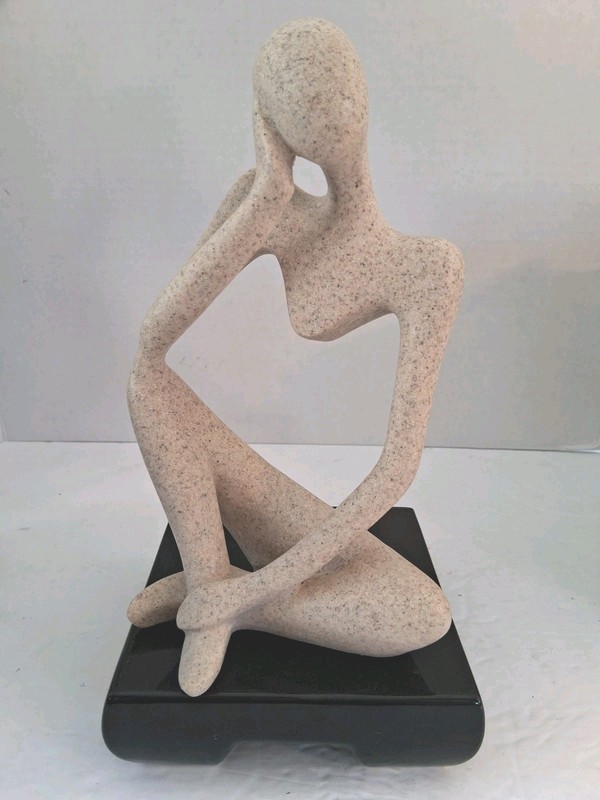 "Thinker" & " Reader" Abstract Sculpture Art Figures; Sandstone Resin; NWT; 2 Pc gallery