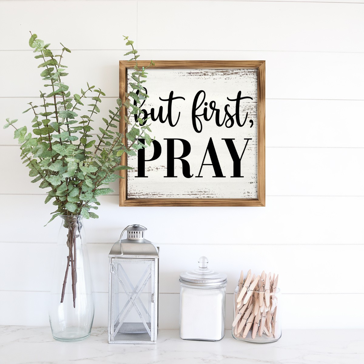 Simple Weathered White Faith Text Whitewashed Wooden Plaque Tabletop Gift gallery