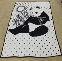 Biederlack Blanket Panda Bear Black White 50 X 75 Inches Acrylic Polyester USA