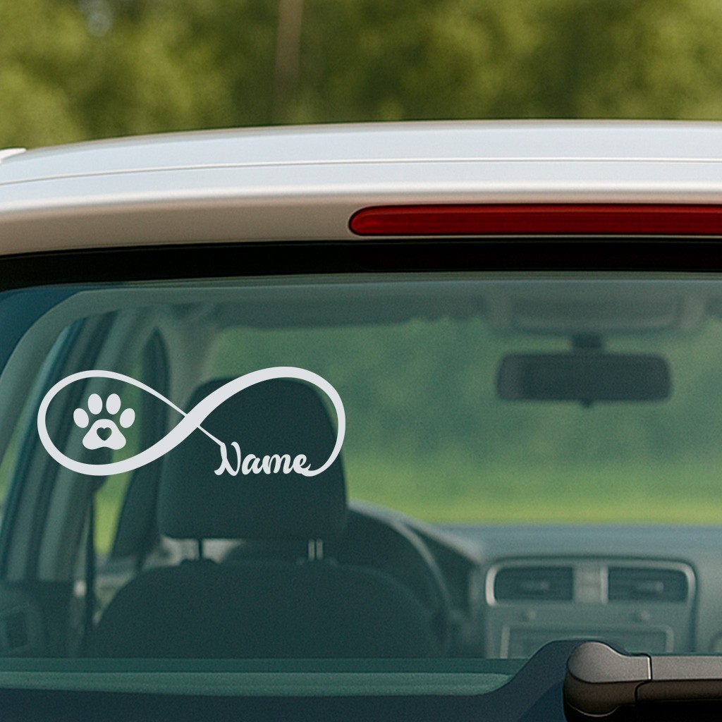 Personalized Infinity Paw Print Name Decal – Custom Pet Sticker 7x2.5 in gallery