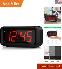 Digital Alarm Clock LED Small Wall Clock Battery Operated 12/24Hr Adjustable …