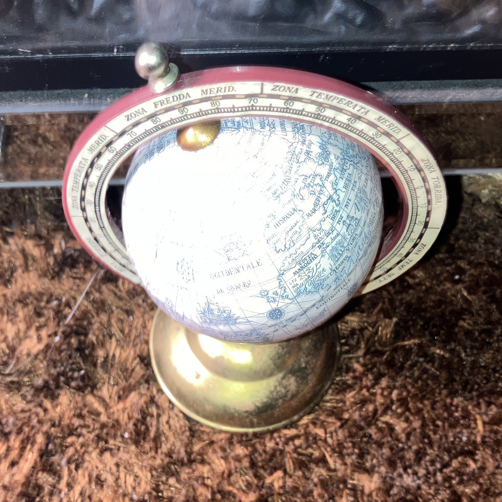 Rotating Decorative Tabletop Globe w/ Metallic Metal Base, Blue/White/Gold gallery