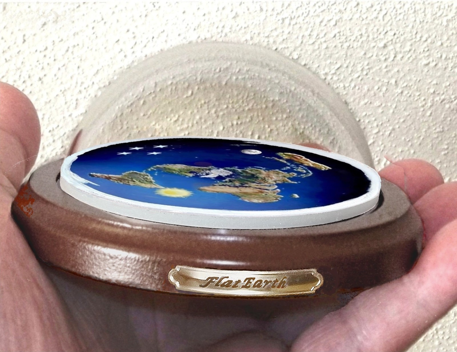 Flat Earth Map Dome Display Model - Sun Moon Stars gallery