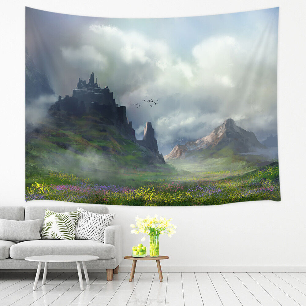 Medieval Castle Extra Large Tapestry Wall Hanging Art Fabric Nature Background gallery