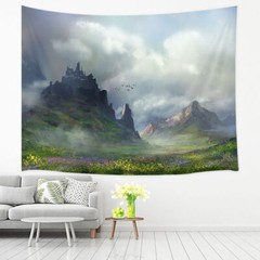 Medieval Castle Extra Large Tapestry Wall Hanging Art Fabric Nature Background