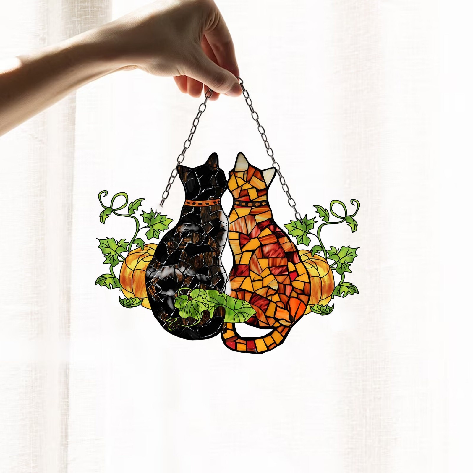 Personalized Cat Window Hanging Acrylic Poppy Flowers, Suncatcher For Decor gallery