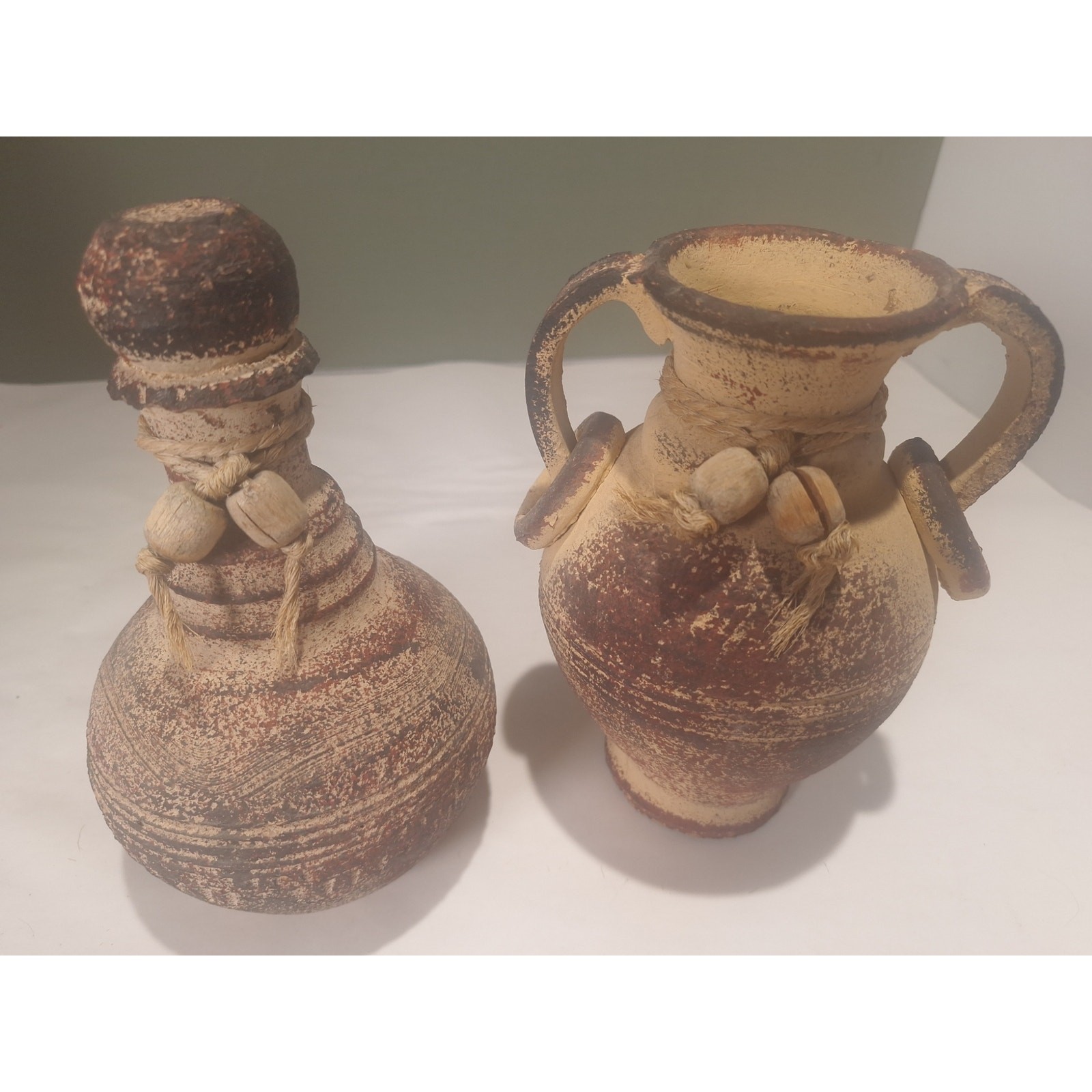 Rustic Mediterranean Pottery Vase Set Amphora Decor Distressed Tuscan Style gallery