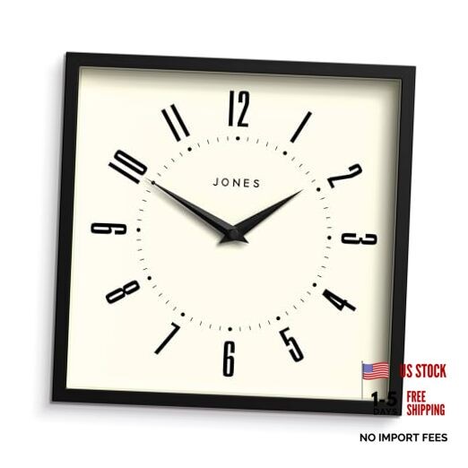 Box wall Clock | Retro Square | 10 inch | | Easy to Read Numbers | Black gallery