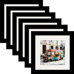 6 Pack 6×6 Black Square Picture Frames, Classic Natural Wood, Wall, Tabletop