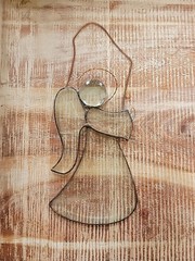 Stained Glass Angle HaloCrystal Clear Hanging With Cooper Chain 8.5 Inches