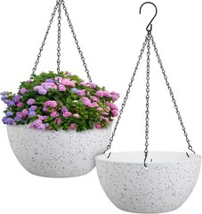 12 inch large hanging planters 2 pack with drainage holes and