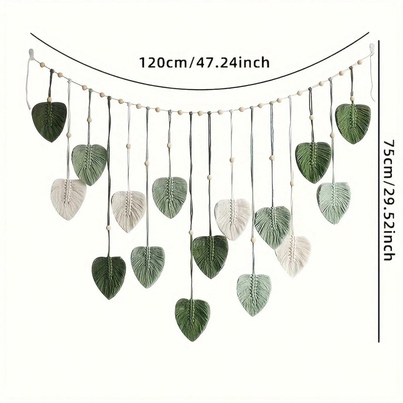 Boho Macrame Leaf Wall Hanging Rustic Chic Decor for Bedroom Living Room Gift gallery