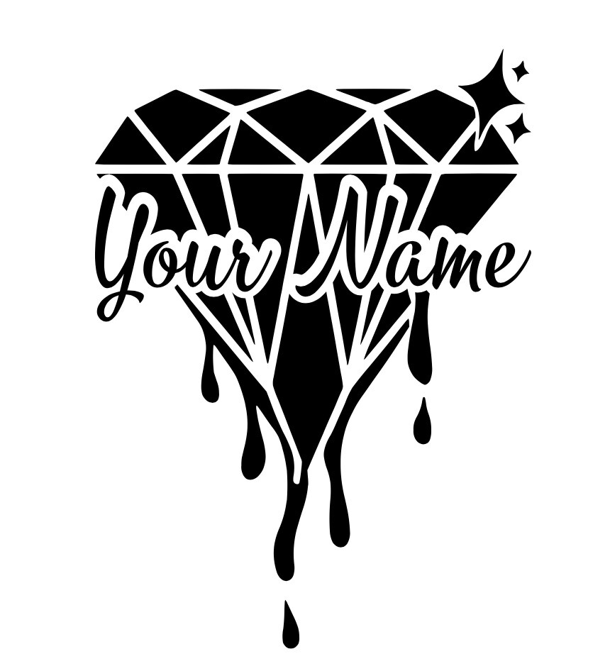 Custom Vinyl Name Diamond Drip Lettering Decal Sticker Personalized Wall Window gallery