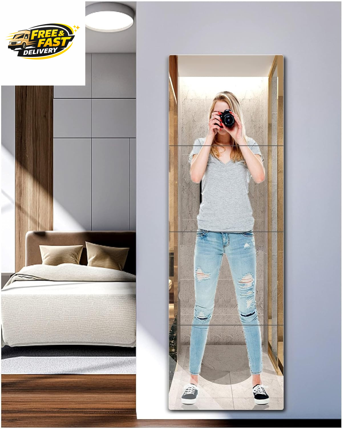 Unbreakable Full Length Mirror for Wall Mounted, over the Door Mirror, Full , gallery