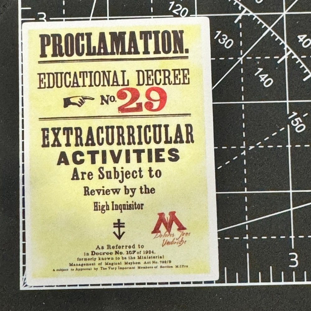 PROCLAMATION No. 29 Activities Rev. Harry Potter Decal Vinyl Sticker Bomb Poster