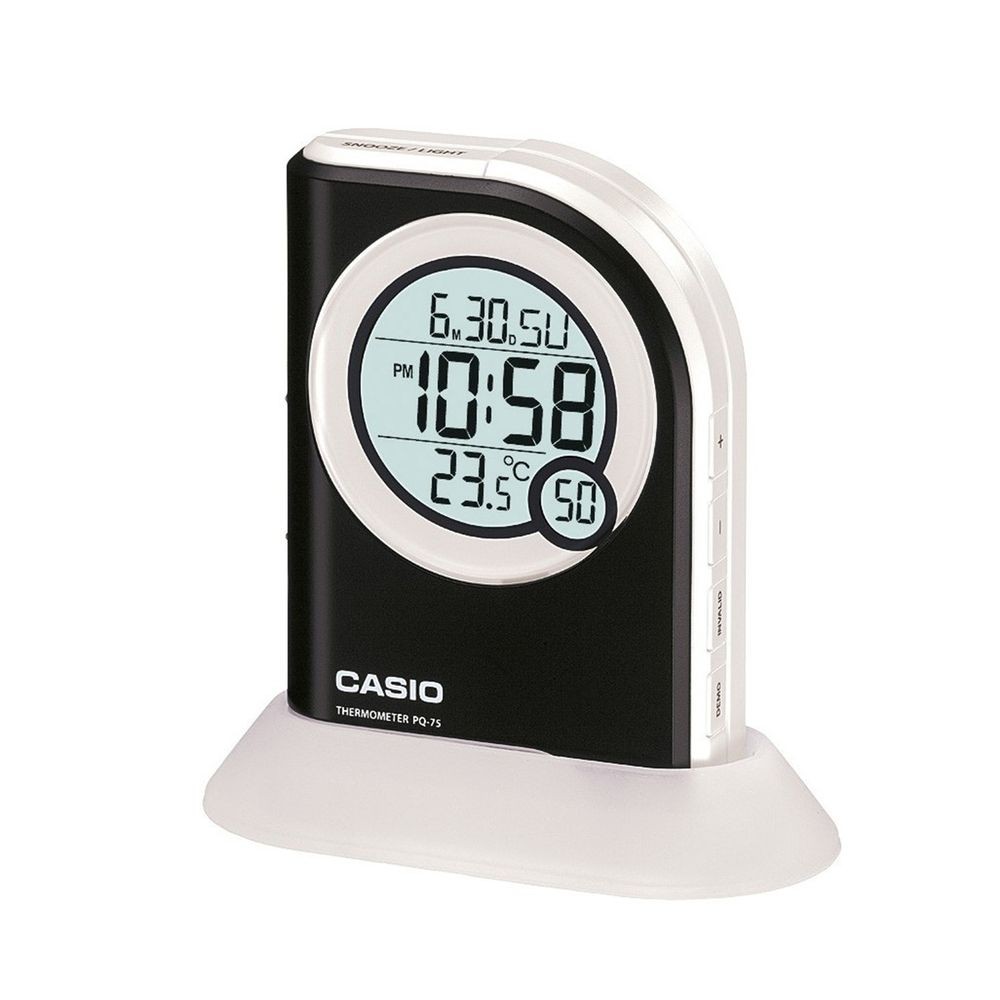 Casio PQ75-1DF Multi Function White Digital Thermometer Table Top Alarm Clock gallery