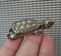 Solid Brass Turtle Decorative Figurine Small Animal Bronze Color Statue