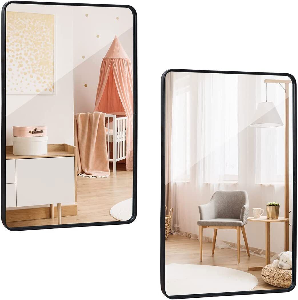2PCS Black Rectangular Wall Mirror For Bathroom Bedroom Livingroom 24" x 36" gallery