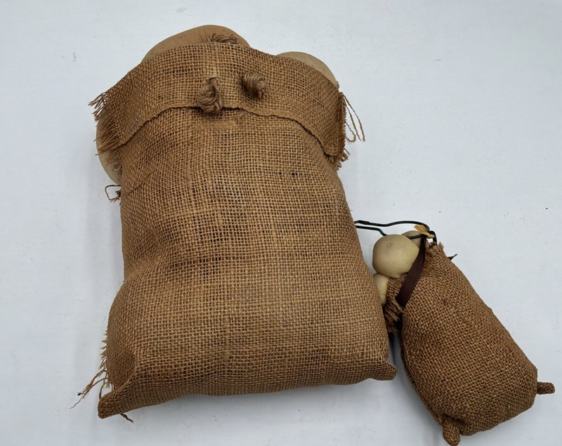Primitive Burlap Potato Sack Kitchen Decor W/Faux Foam Potatoes Farmhouse Decor gallery