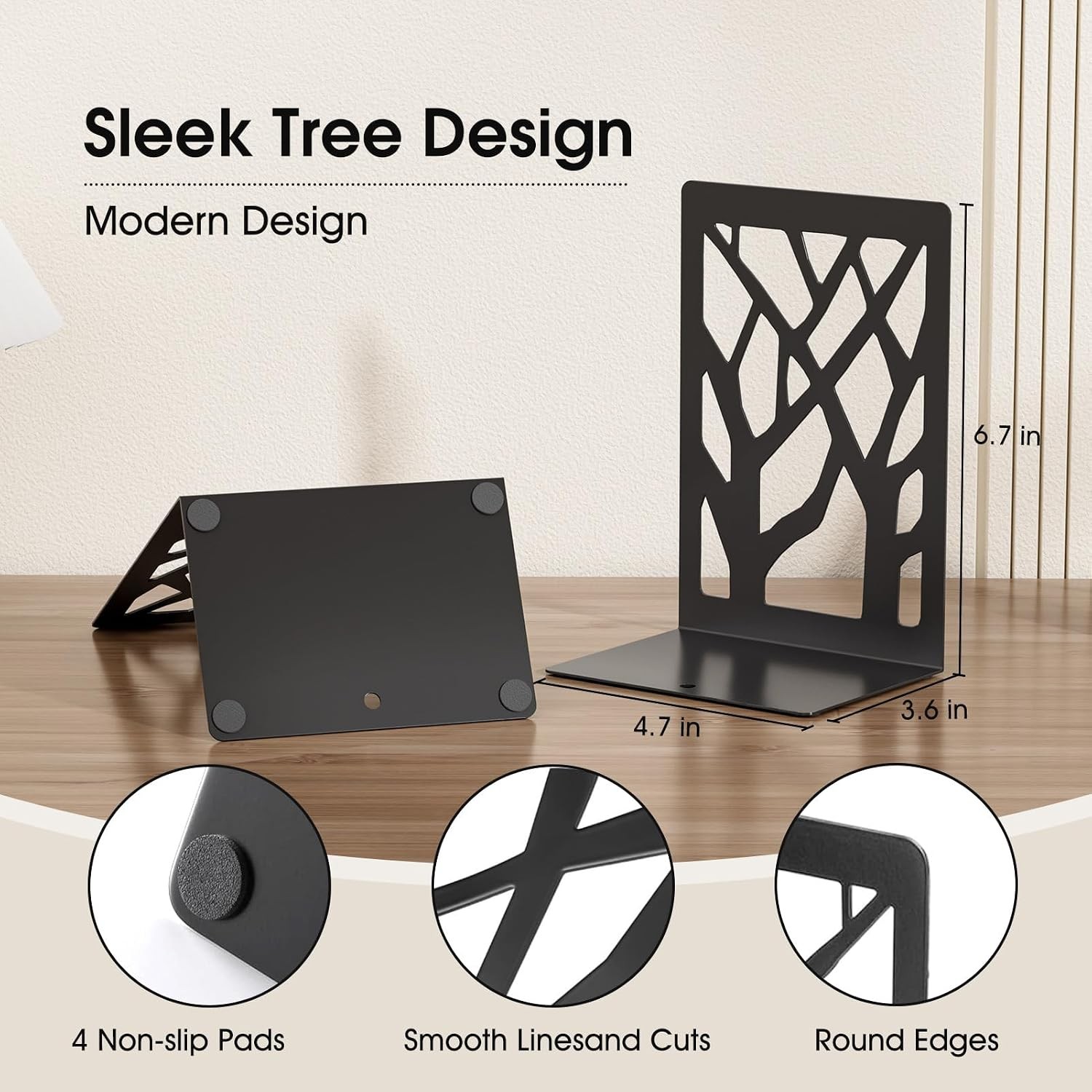 Book Ends Tree Design Bookends for Shelves 7 x 4.7 x 3.5” 2 Pair | Metal gallery