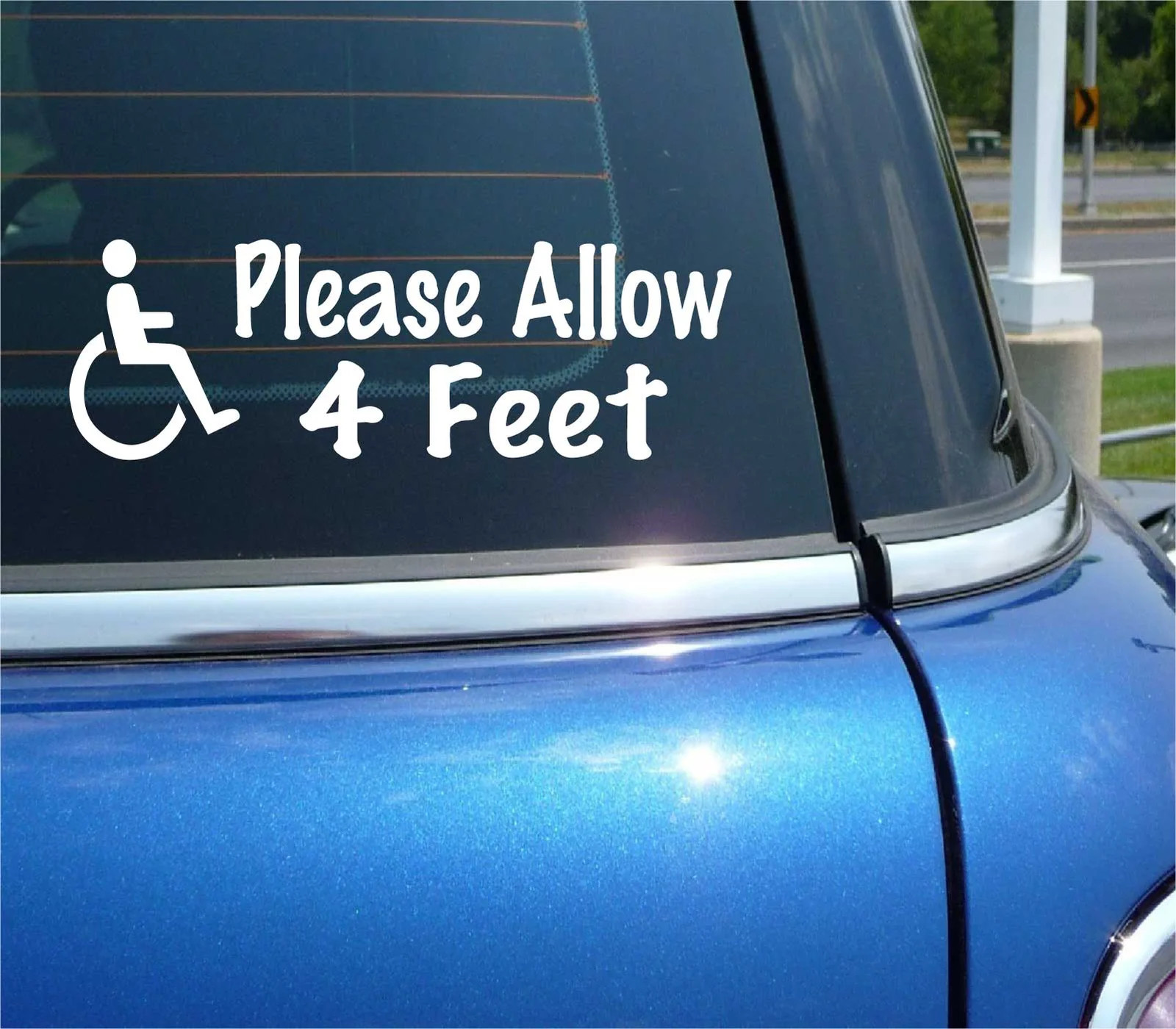 PLEASE ALLOW 4 FEET HANDICAPPED MAN DECAL STICKER WHEELCHAIR CAR TRUCK VAN gallery