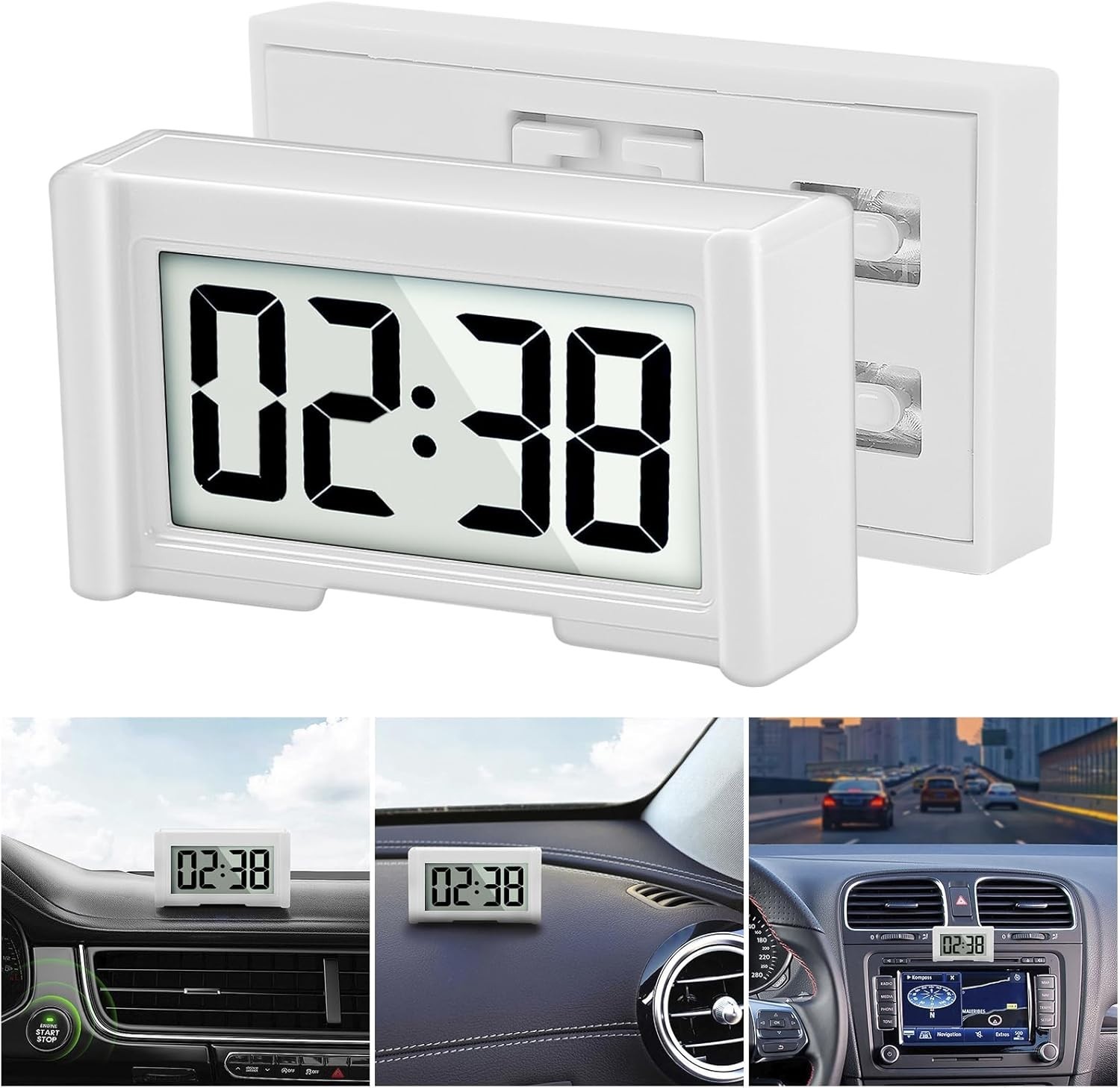 Small Digital Clock, Vehicle Adhesive Clock with Jumbo LCD Time & Day Display... gallery