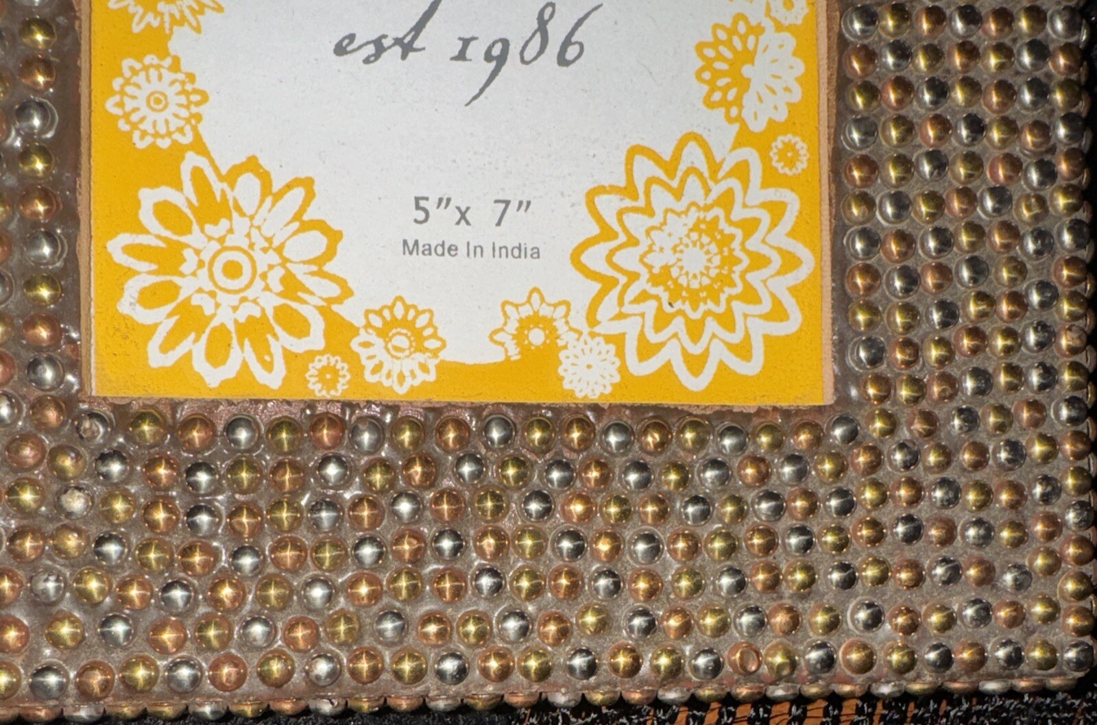 Photo Frame 5x7 Wood Bumpy Textured Copper & Silver On Dark Brown/ Black Backgr gallery