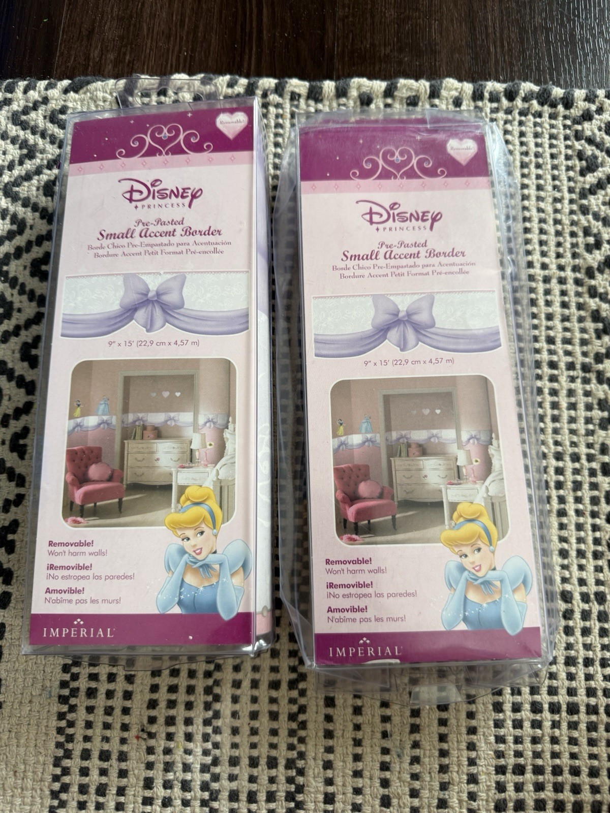 Disney Princess Wall Paper Border Accent Pink Purple Ribbon Bows Lot Of 2 gallery
