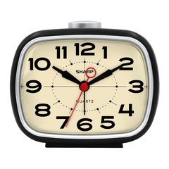 Alarm Clock, Retro Analog Simple Battery Powered Clock, Black, White