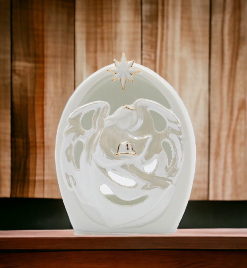 Ceramic Fireman Guardian Angel Tea Light Holder, Fire Station Decor, Gift for Fi gallery