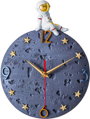 Space Theme Wall Clock, Astronaut Moon Wall Clock, 12 Inch Modern Silent Clock