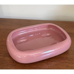Vintage Dusty Rose Ceramic Rectangular Planter Floral Design Tray Pottery