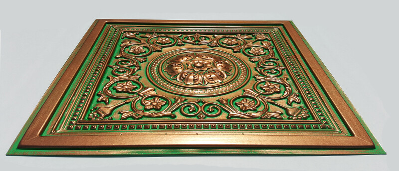 Grid System, Alternative to Tin, 24" PVC Ceiling Tiles MAJESTY Emerald Copper gallery