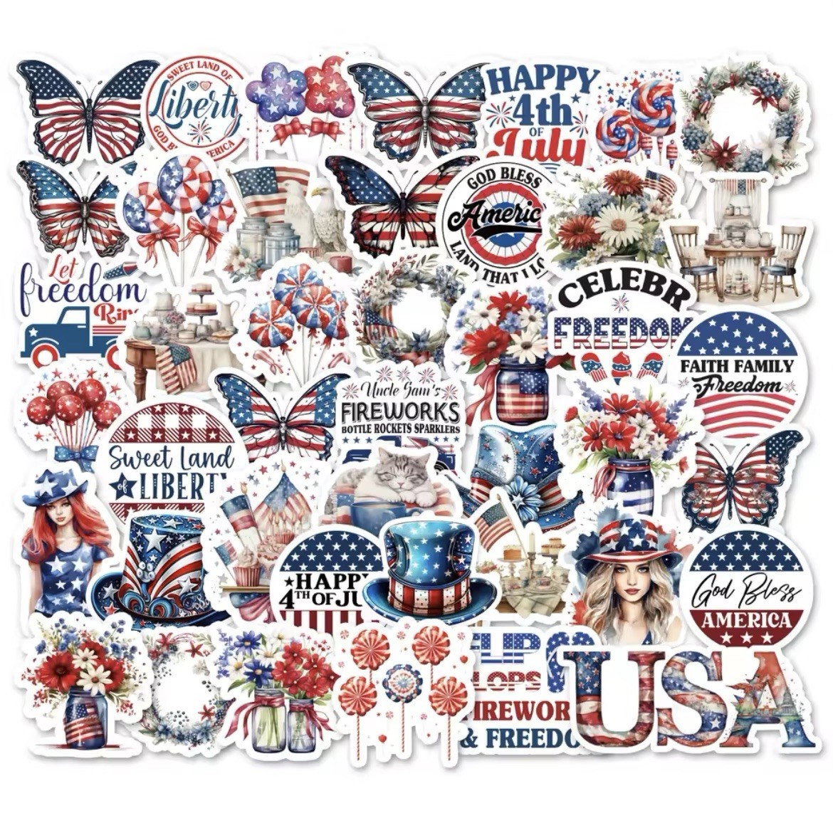 10 Random Matte Stickers - Patriotic American USA 4th of July Celebration gallery