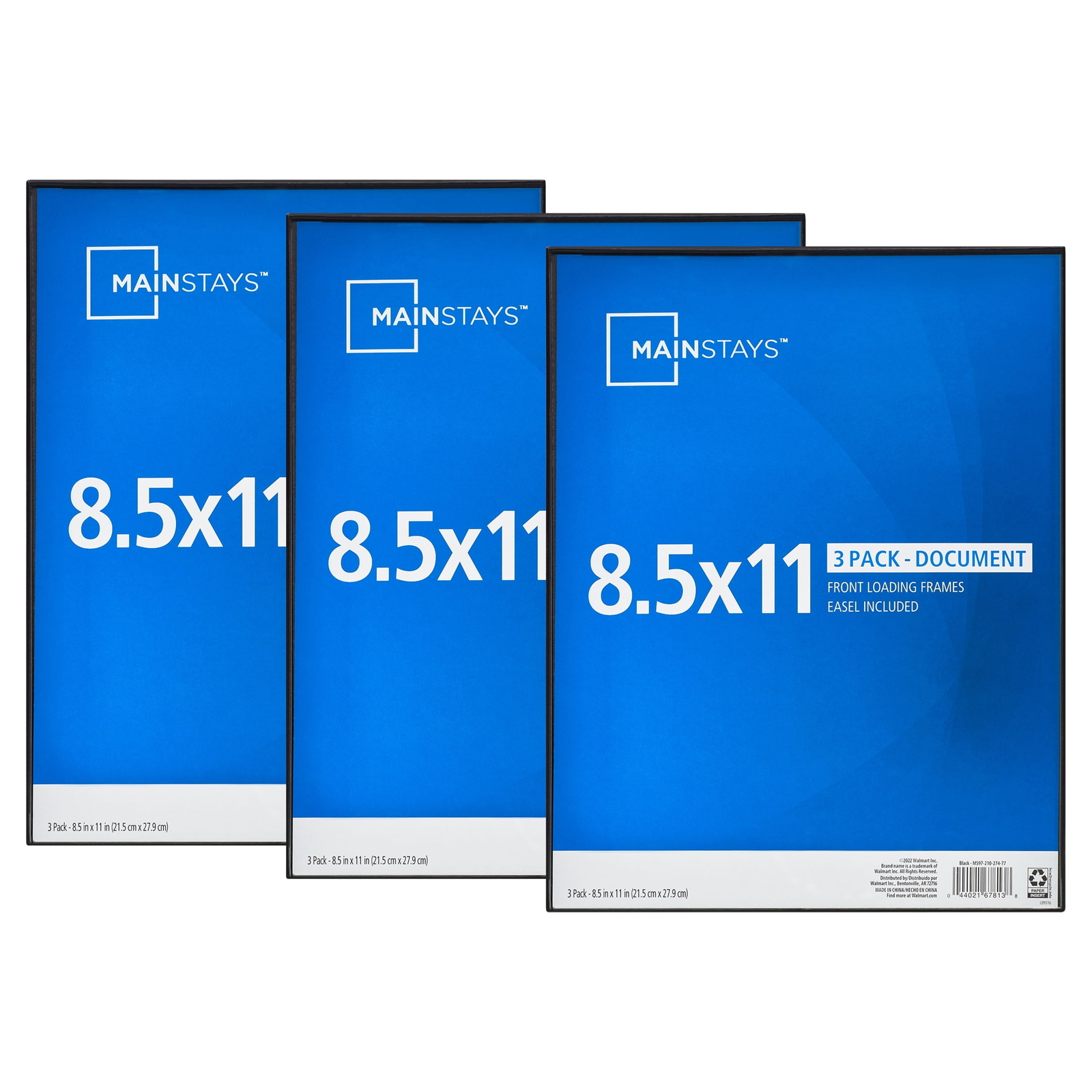 8.5x11 Front Loading Document Picture Frame, Black, Set of 3 gallery