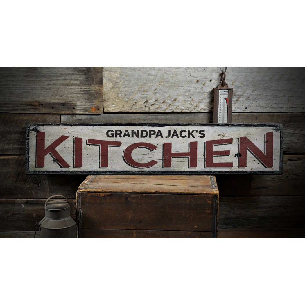 Kitchen, Custom Chef Baker Name, Custom - Rustic Distressed Wood Sign gallery