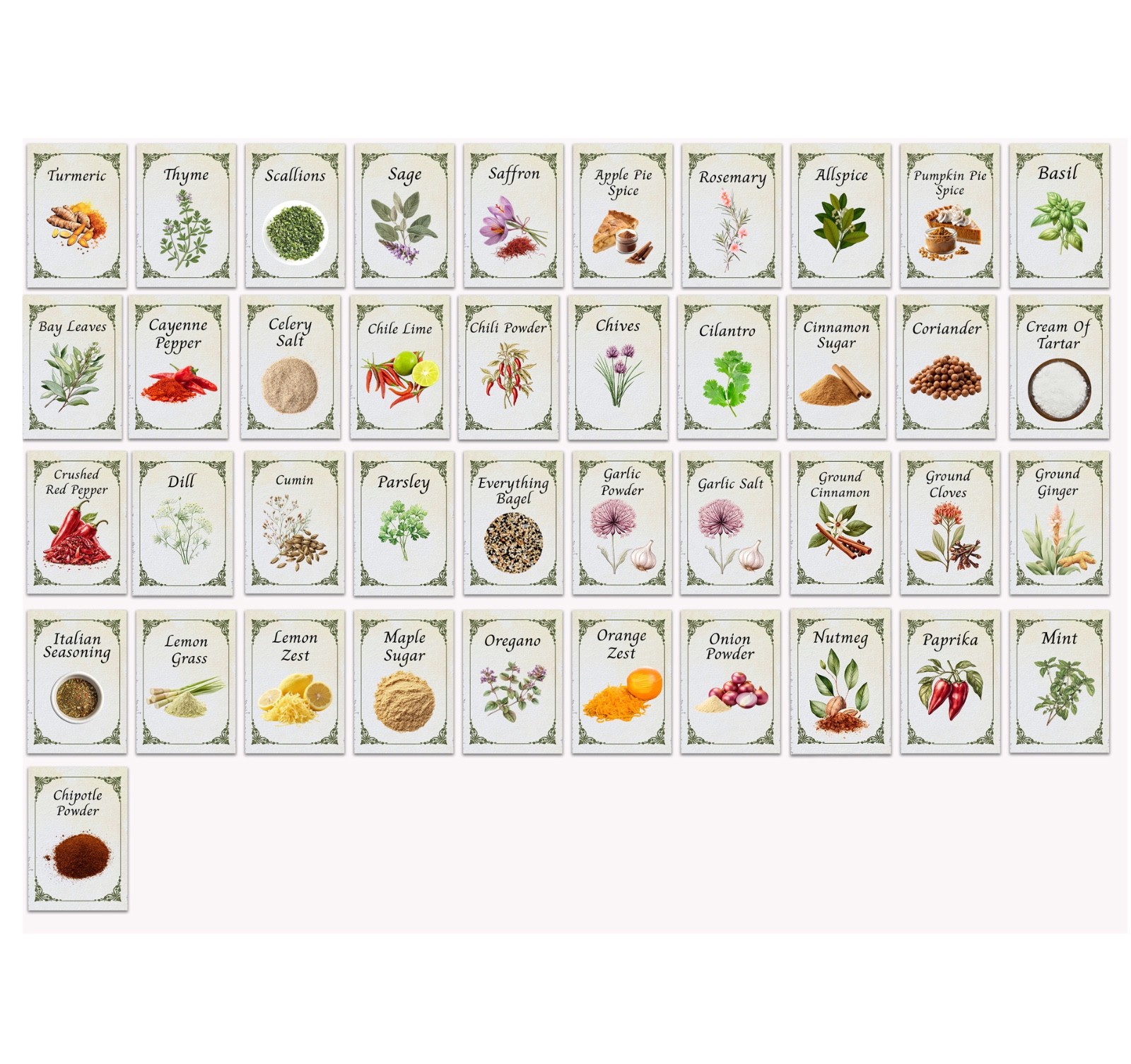 Labels For Your Spice Jars - Set Of 24 Vintage look Colorful Labels gallery