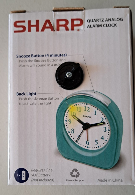 Sharp Ascending Alarm Clock Mint Quartz Analog Battery Operated NEW SEALED gallery
