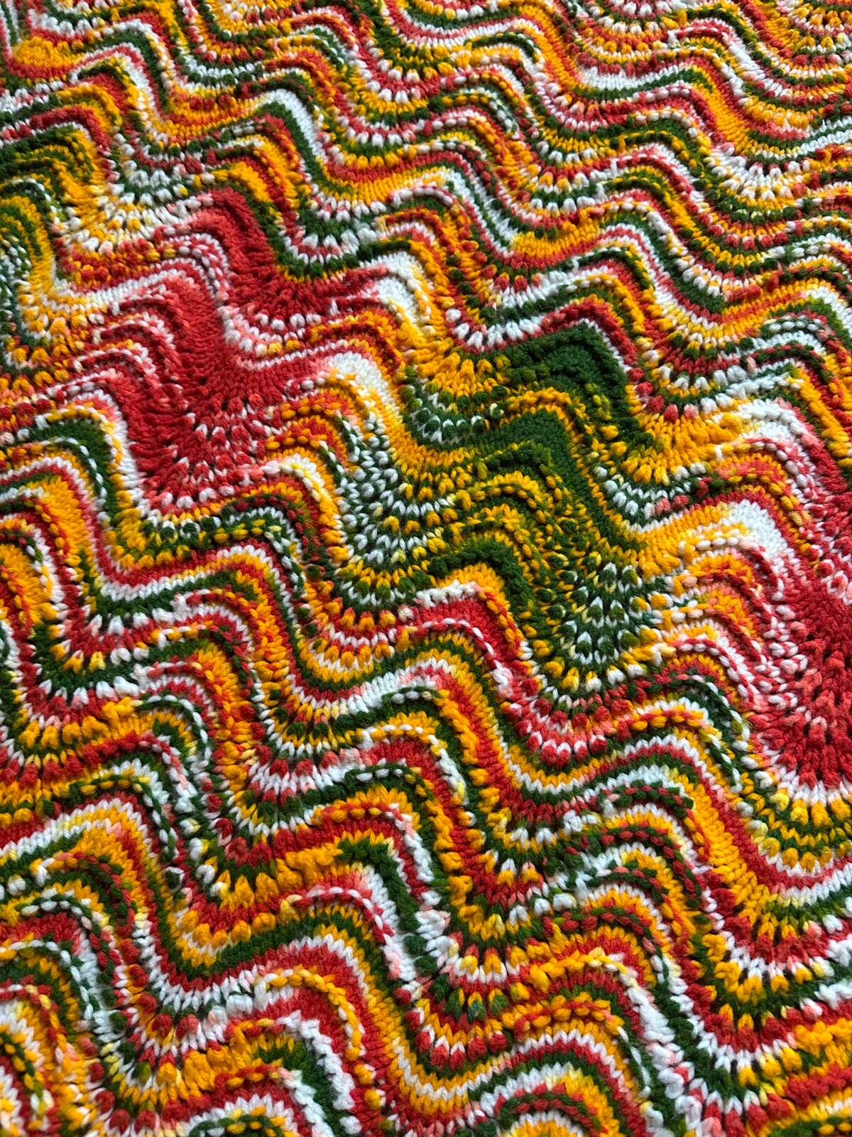 Handmade Crochet Chevron Pattern Blanket Afghan Fall Colors Scallop 63" X 43" gallery