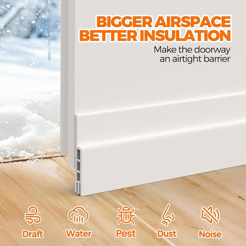 Premium Door Draft Stopper - Insulator & Noise Blocker, White Adhesive Strips gallery