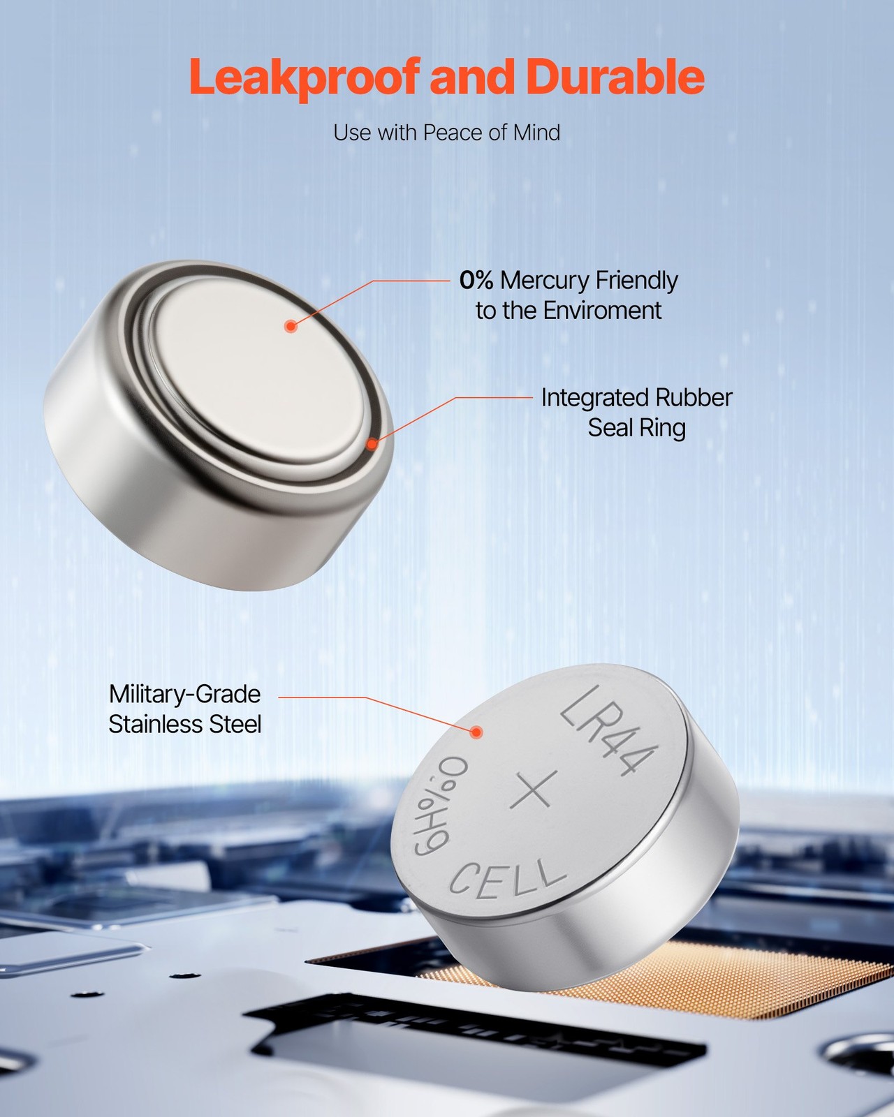 Button Cell Battery, 4 Pack (40 Count) LR44 Alkaline Batteries Non-Mercury, AG13 gallery