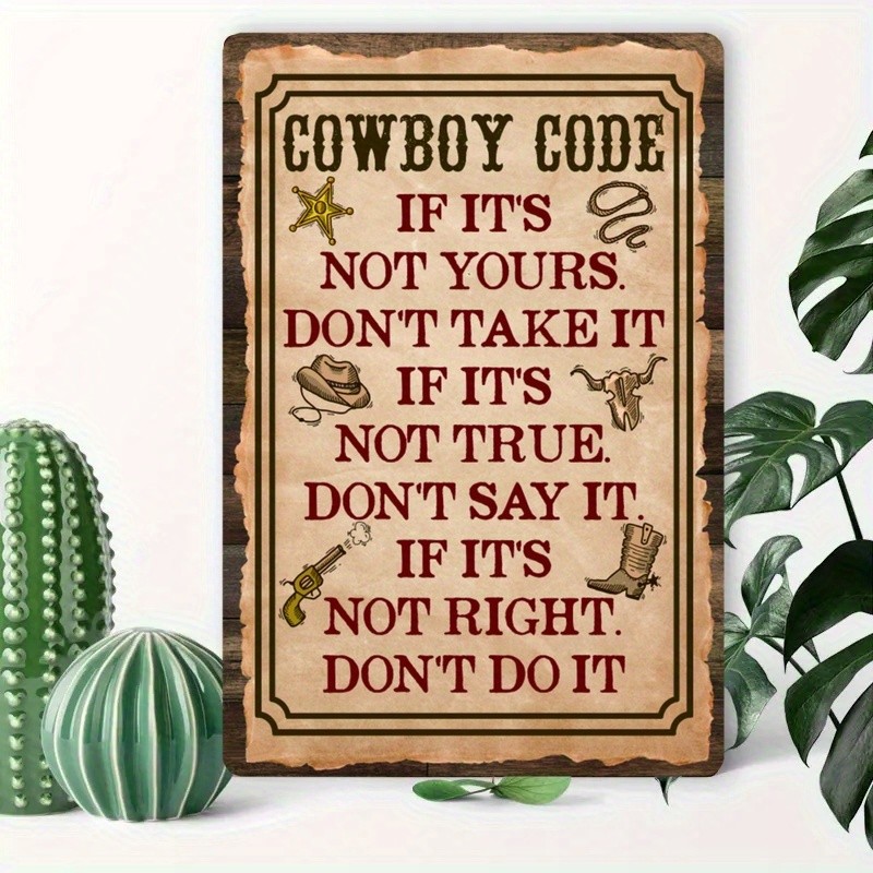 Vintage Cowboy Code Metal Tin Sign Western Style Wall Decoration for Home/Barn gallery