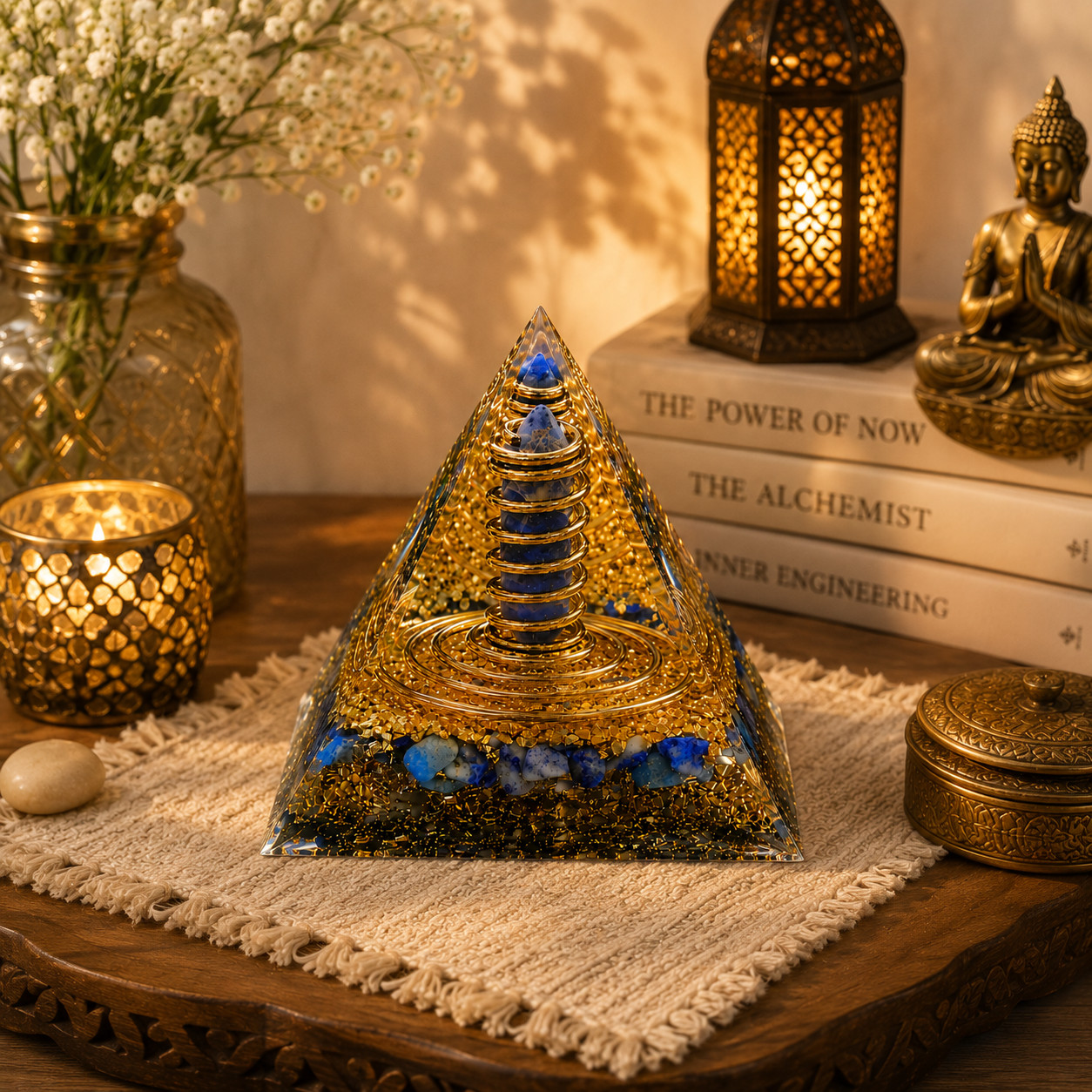 Decorative Resin Pyramid Display with Spiral Centerpiece – 6cm gallery