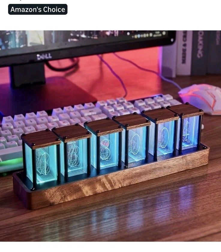 Nixie Tube Clock Walnut Digital Clock, Support Wi-Fi Time SYNC, Alarm & Timer, 1 gallery