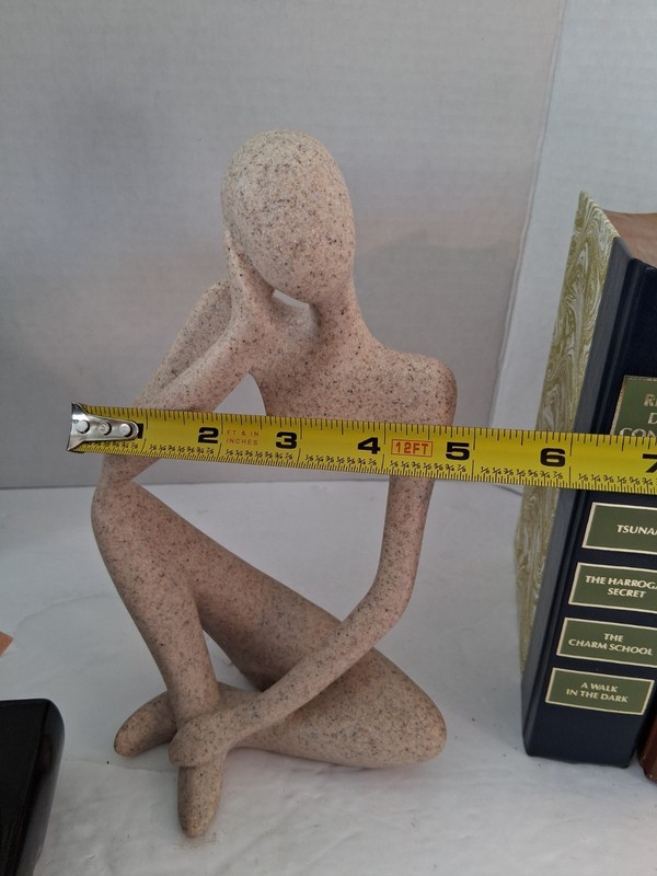 "Thinker" & " Reader" Abstract Sculpture Art Figures; Sandstone Resin; NWT; 2 Pc gallery