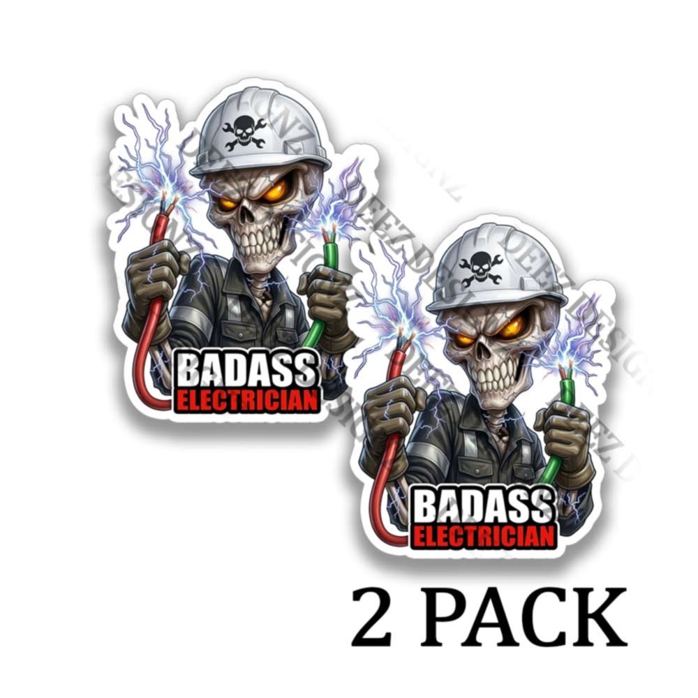 Electrical Worker Skeleton Sticker Funny Skull Vinyl Decal Waterproof 2 PACK gallery