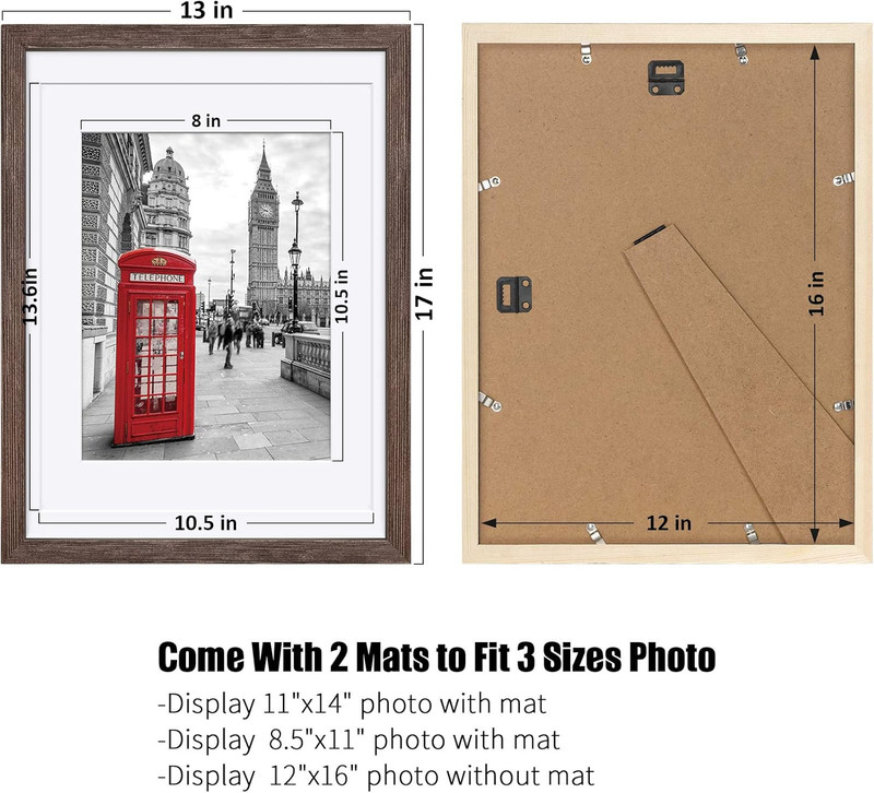 12X16 Rustic Picture Frames Solid Wood Display Pictures 11X14 or 8.5X11 Diplomas gallery